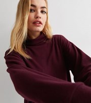 New Look Burgundy Brushed Roll Neck Boxy Top